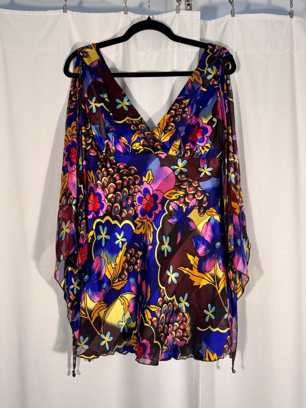 Vintage Maryl Couture Retro Floral Silk Blouse